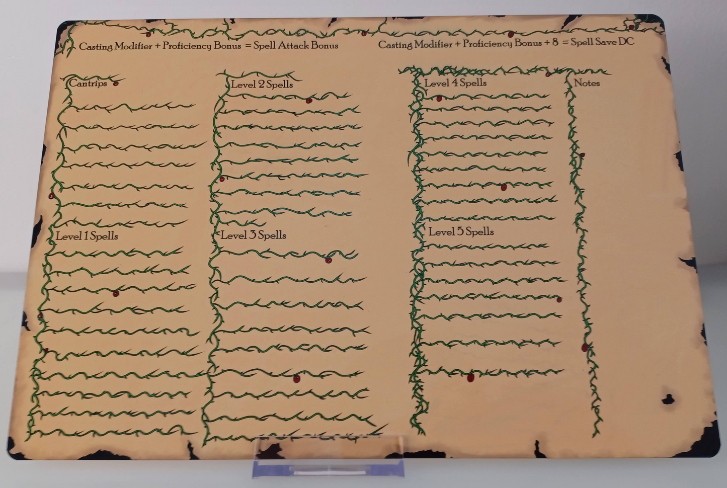 Druid themed Dungeons and Dragons Character Sheet