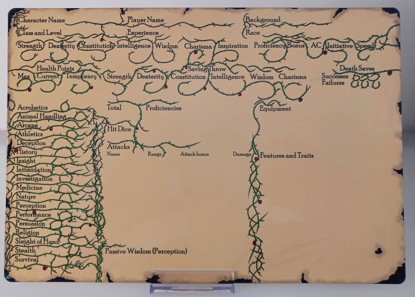 Druid themed Dungeons and Dragons Character Sheet