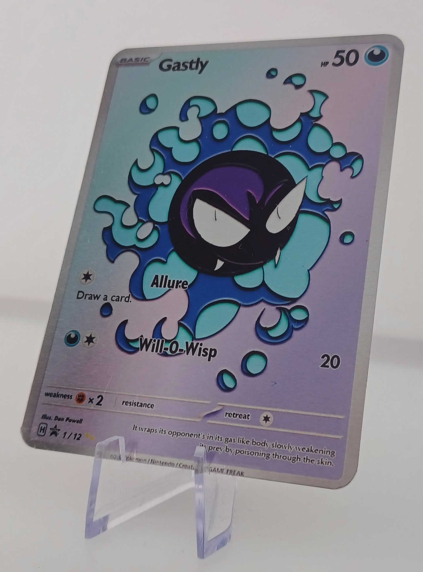 Gastly Aluminum Silver Pokemon art Card