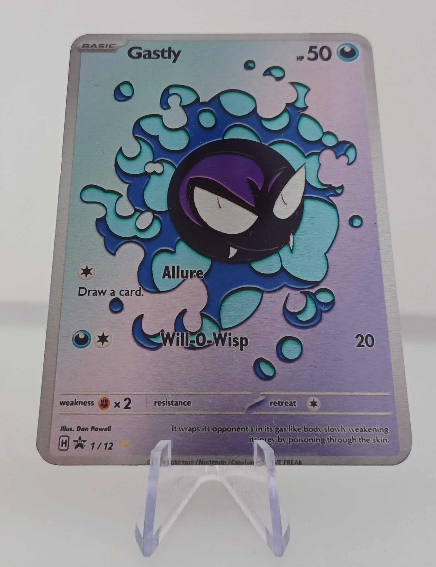 Gastly Aluminum Silver Pokemon art Card
