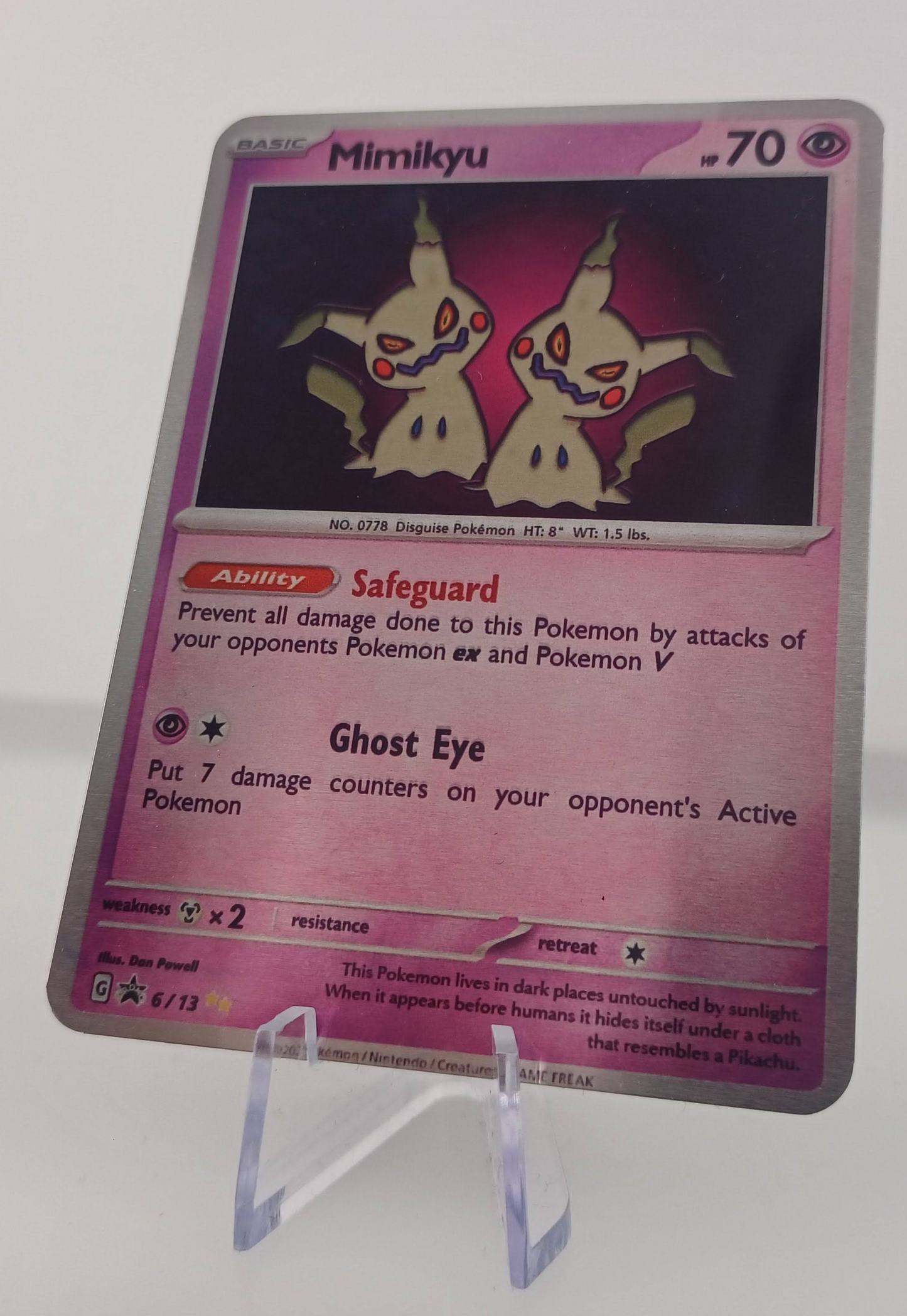 Mimikyu Aluminum Silver Pokemon art Card