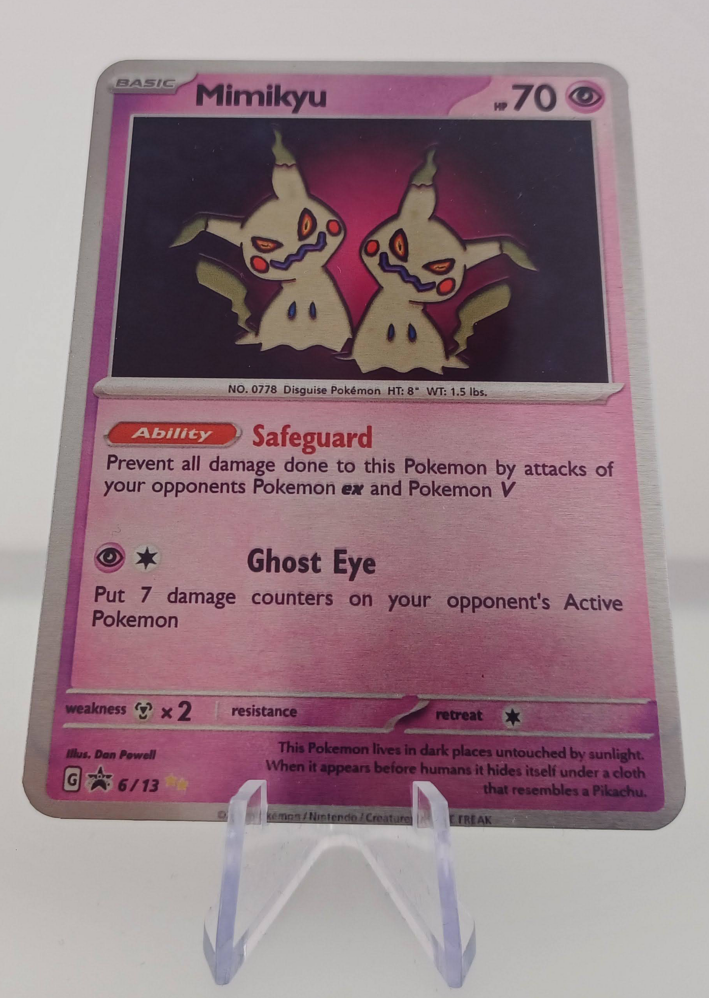 Mimikyu Aluminum Silver Pokemon art Card