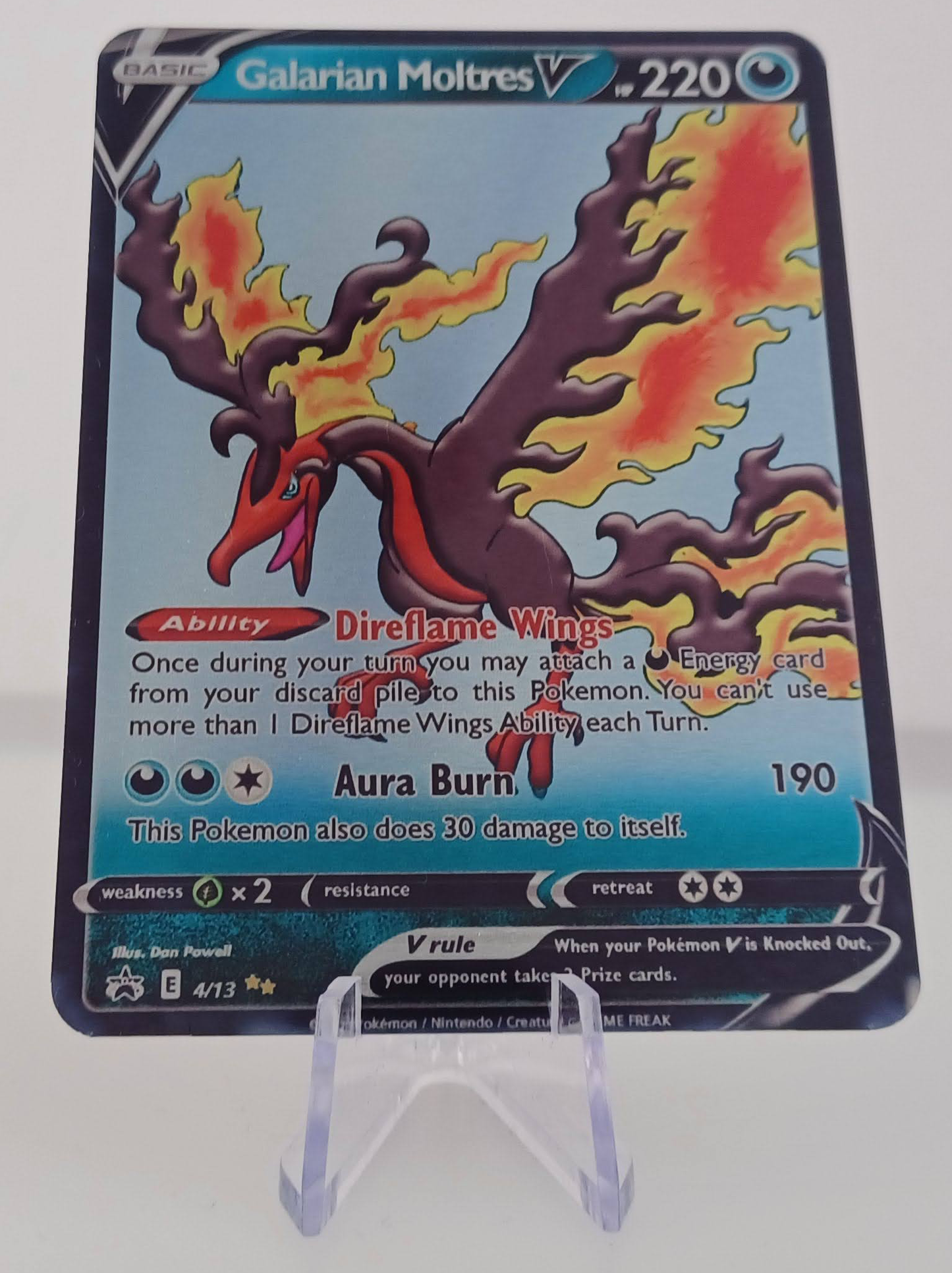 Galarian Moltres Aluminum Silver Pokemon art Card