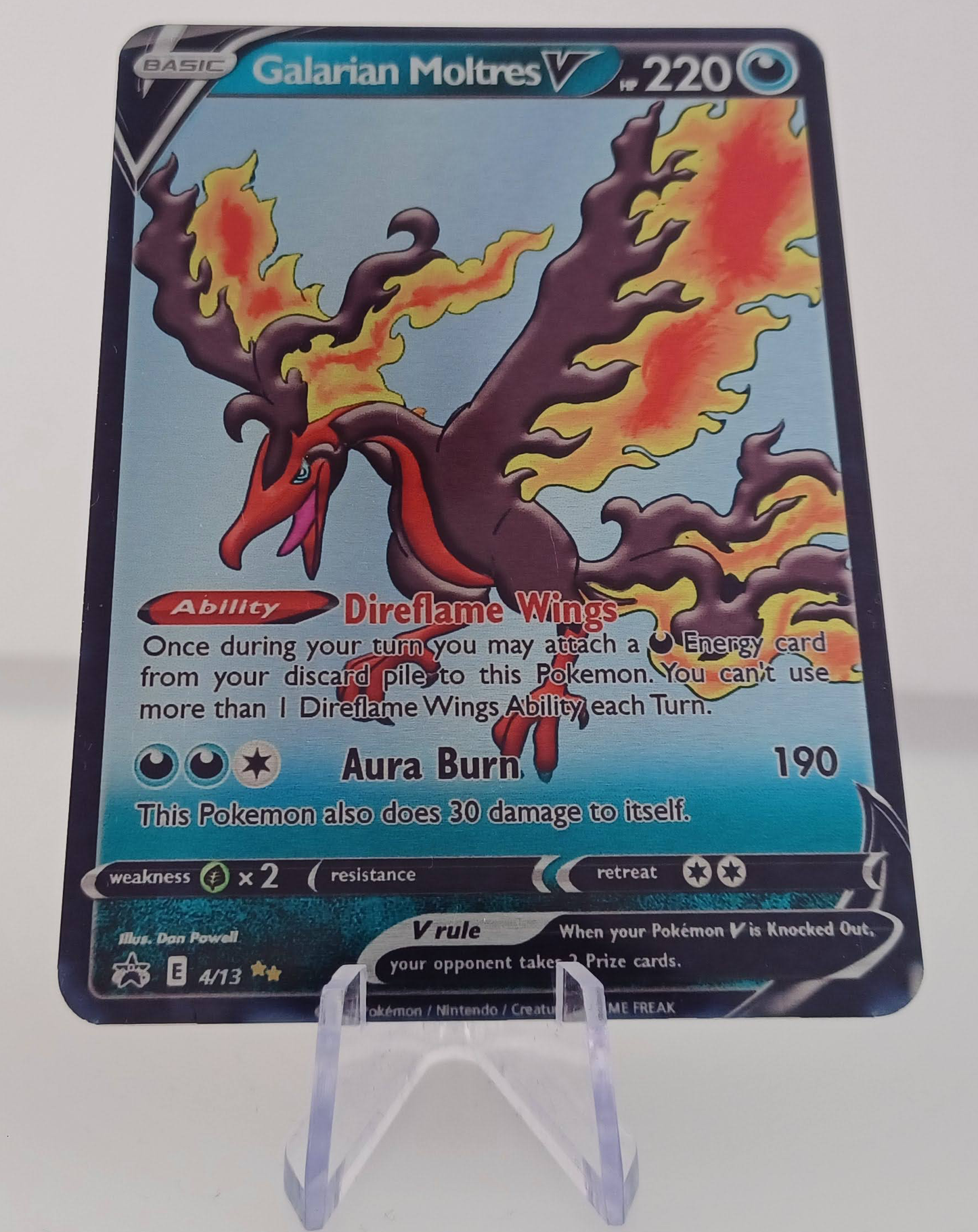 Galarian Moltres Aluminum Silver Pokemon art Card