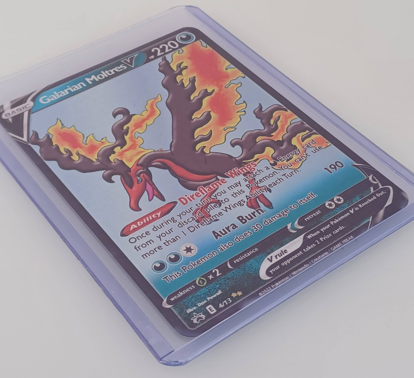 Galarian Moltres Aluminum Silver Pokemon art Card