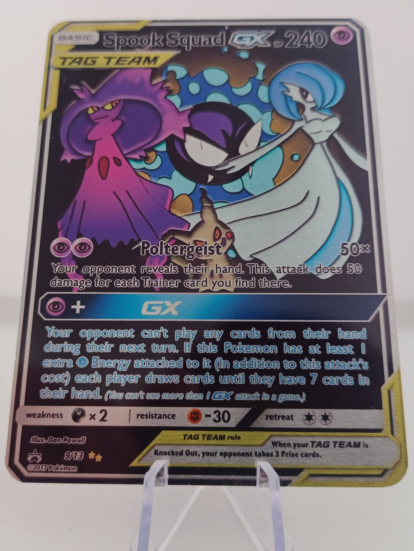 Spook Squad Tag Team Aluminum Silver Pokemon art Card